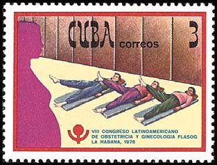 (1976-001) Марка Куба &quot;Лечебная гимнастика&quot;    Конгресс по гинекологии III Θ