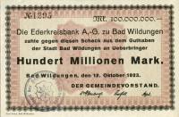 (№1923) Банкнота Германия 1923 год "100,000,000 Mark"