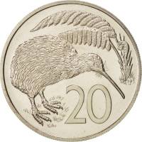 (№1967km36.1) Монета Новая Зеландия 1967 год 20 Cents
