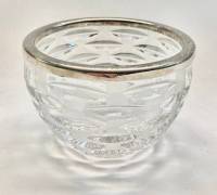 Конфетница ваза, хрусталь с металлическим ободком