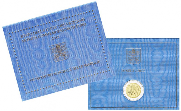 (09) Монета Ватикан 2012 год 2 евро &quot;VII Всемирная встреча семей в Милане&quot;  Биметалл  Буклет