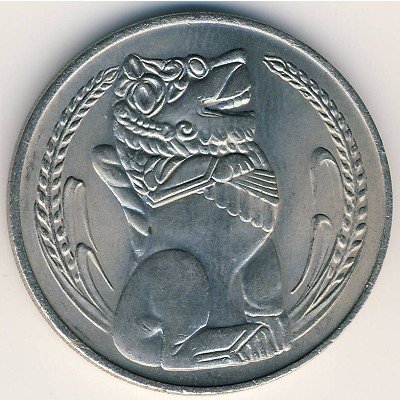 1968 Монета Сингапур 1 доллар Лев  Медь-Никель  UNC