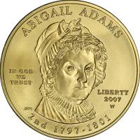 (002w) Монета США 2007 год 10 долларов "Эбигейл Адамс" 2007 год  AU
