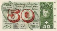 (№1970P-48j.2) Банкнота Швейцария 1970 год "50 Franken/Francs/Franchi" (Подписи: Brenno Galli  Alexa