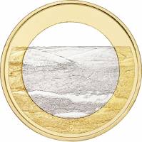 (058) Монета Финляндия 2018 год 5 евро "Паллас-Юллястунтури" 2. Диаметр 27,25 мм Биметалл  UNC