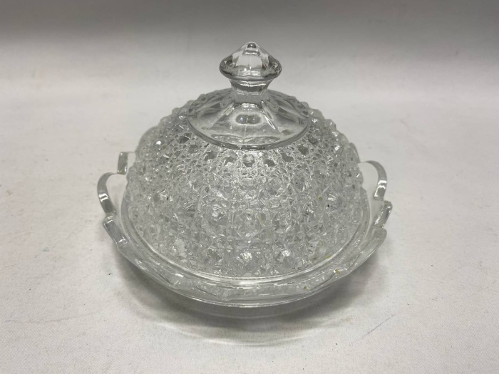 Масленка с крышкой, стекло, СССР, 16 см