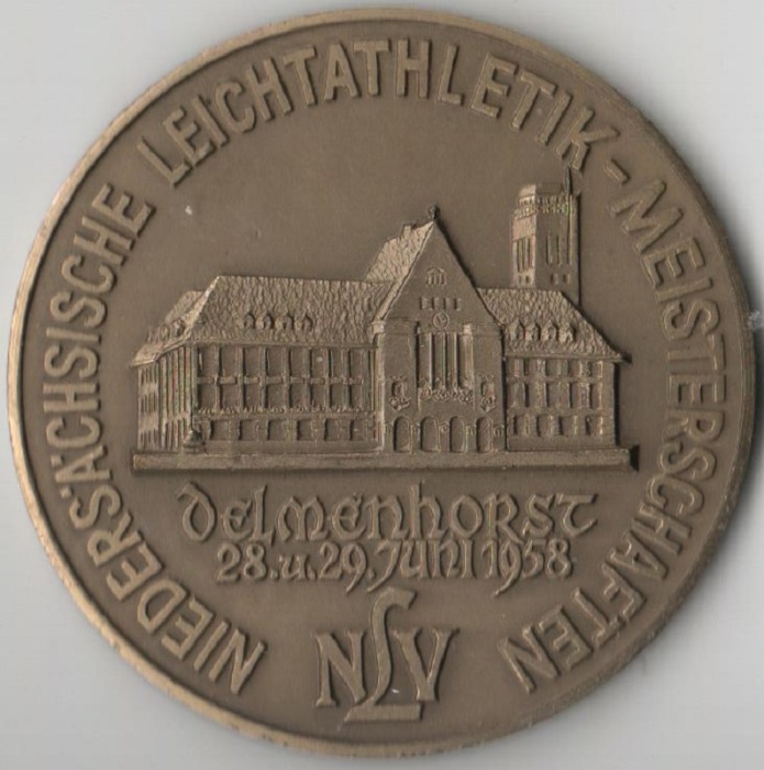 1958 Медаль Германия Чемпионат Нижней Саксонии по лёгкой атлетике Дальменхорст  Латунь  XF