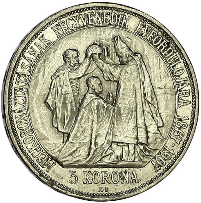  Монета Венгрия 1907 год 5     Биметалл (Серебро - Ниобиум)  UNC