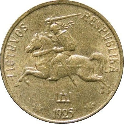 (1925) Монета Литва 1925 год 10 центов &quot;Всадник&quot;  Бронза  VF
