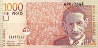 (,) Банкнота Колумбия 2011 год 1 000 песо "Хорхе Эльесер Гайтан"   UNC
