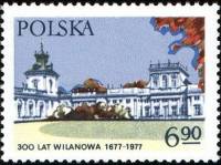 (1977-055) Марка Польша "Дворец и сад, Вилянов"    Памятники архитектуры. III Θ