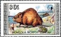 (1989-003) Марка Монголия "Бобр и лягушка"    Бобры III Θ
