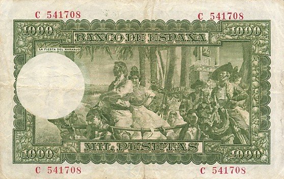  Банкнота Испания 1951 год 1 000     UNC