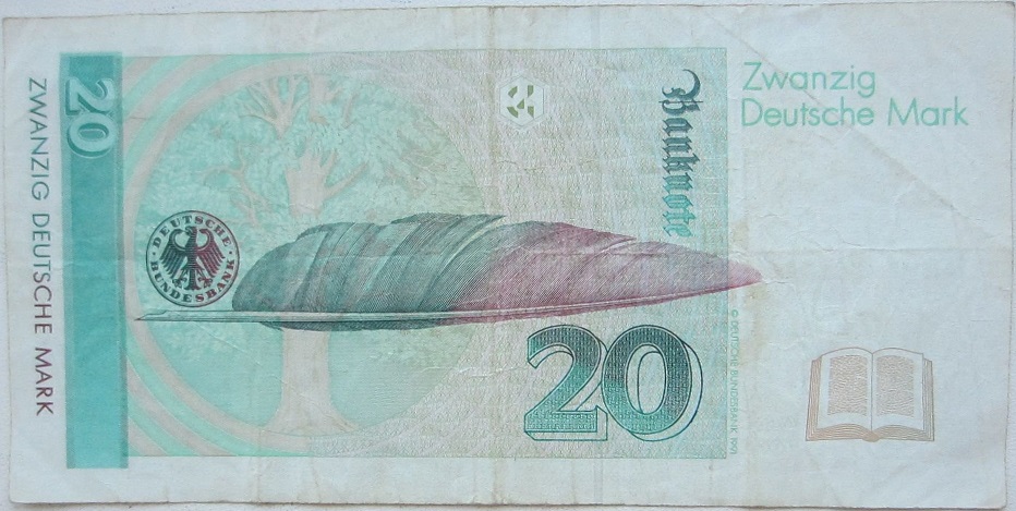 (1991) Банкнота Германия (ФРГ) 1991 год 20 марок &quot;Аннетте фон Дросте-Хюльсхофф&quot;   VF