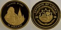 (2001) Монета Либерия 2001 год 25 долларов "Жанна д’Арк"  Золото Au 999  PROOF