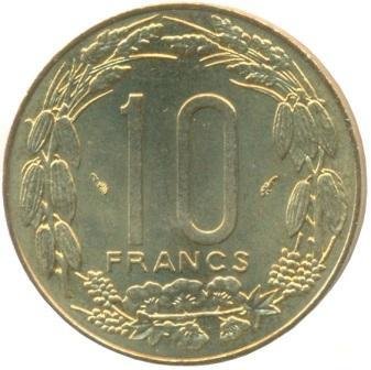 (№1974km9) Монета Центральная Африка 1974 год 10 CFA Francs