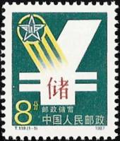(№1987-2129) Марка Китай 1987 год "Пост Сберегательный Банк", Гашеная