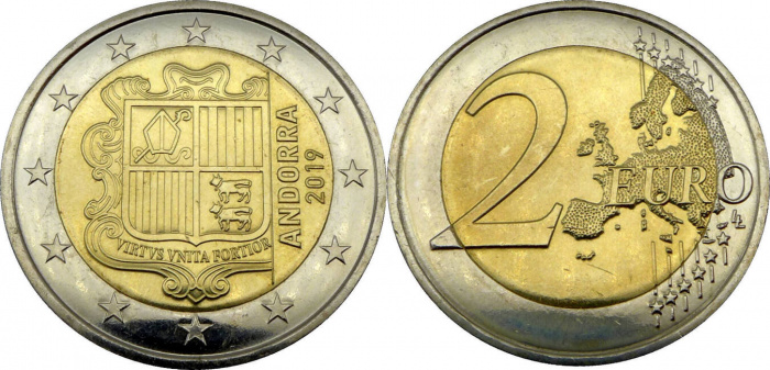 (2019) Монета Андорра 2019 год 2 евро   Биметалл  UNC
