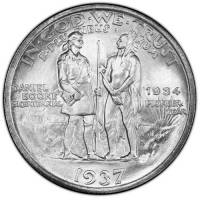 (1937s, 1934 на о\с) Монета США 1937 год 50 центов   200 лет Дениелу Буну Серебро Ag 900  UNC