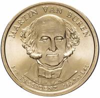 (08p) Монета США 2008 год 1 доллар "Мартин Ван Бюрен" 2008 год Латунь  UNC