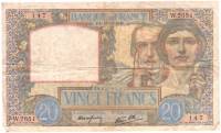 (№1940P-92b.1) Банкнота Франция 1940 год "20 Francs"