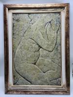 Картина "Женщина" в багетной раме 72 х 52 см, холст, пастельные и золотые тона