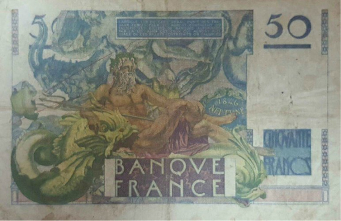 (№1948P-127b.3) Банкнота Франция 1948 год &quot;50 Francs&quot;