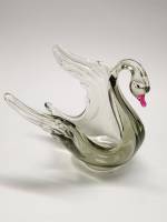 Конфетница Лебедь ( пепельница ваза статуэтка) цветное стекло СССР