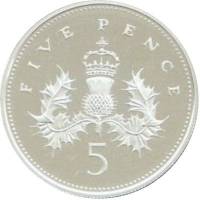 (№1990km937a) Монета Великобритания 1990 год 5 Pence (Шотландского Чертополоха Коронован)