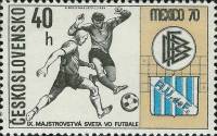 (1970-044) Марка Чехословакия "Германия-Уругвай"    ЧМ по футболу 1970 Мексика III Θ