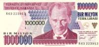 (1995) Банкнота Турция 1995 год 1 000 000 лир "Мустафа Кемаль Ататюрк"   UNC