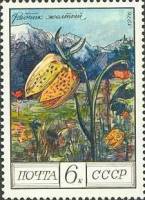 1976-113 Марка СССР Жёлтый рябчик   Цветы гор Кавказа III Θ