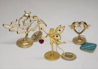 Сувенир статуэтка 3 штуки Сердце Фея Божья коровка металл золочение 24 к. кристаллы Австрия