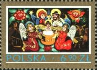 (1979-058) Марка Польша "Рождение Иисуса"    Рождество. Картины за стеклом III O