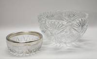 Салатник круглый и креманка хрусталь, металл СССР
