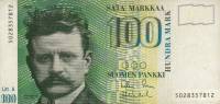 (1986 Litt A) Банкнота Финляндия 1986 год 100 марок "Ян Сибелиус" Sorsa - Vanhala  UNC
