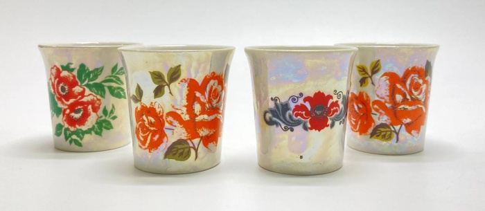 Стопки, фарфор, перламутр, СССР, 4 шт