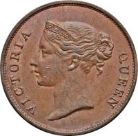 () Монета Стрейтс Сетлментс («Поселения у пролива»)  1845 год 1  ""   Медь  UNC