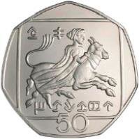 (№1991km66a) Монета Кипр 1991 год 50 Cents (Похищение Европы)