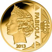 (08) Монета Бельгия 2013 год 12,5 евро "Фабиола де Мора и Арагон"  Золото Au 999  PROOF