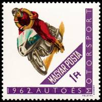 (1962-082) Марка Венгрия "Победитель с венком"    Мотоспорт III Θ