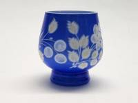 Стакан ЛЗХС Алексеева-Батанова трехслойное стекло резьба 1950-е СССР высота 8 см есть скол