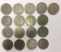 Набор монет 5 марок, ФГР, 1975-1992 гг., 17 шт.