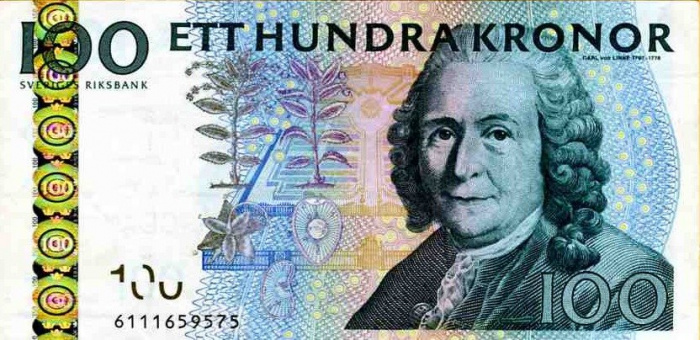 (,) Банкнота Швеция 2006 год 100 крон &quot;Карл Линней&quot;   UNC