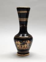 Ваза Греция черного цвета ручная работа позолота 24 карата высота 17 см