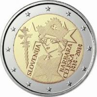 (008) Монета Словения 2014 год 2 евро "Барбара Цилли"  Биметалл  VF