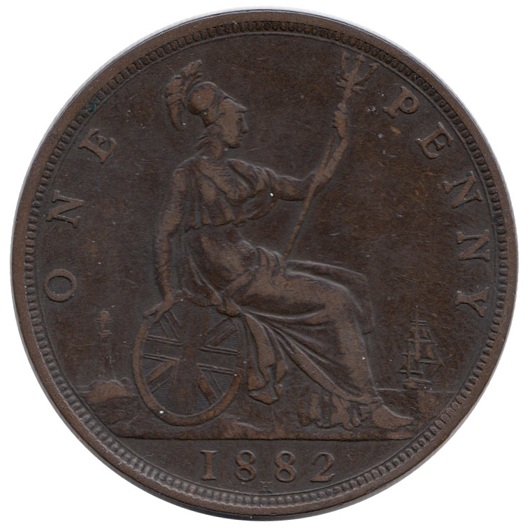 (1882) Монета Великобритания 1882 год 1 пенни &quot;Королева Виктория&quot;  Бронза  XF