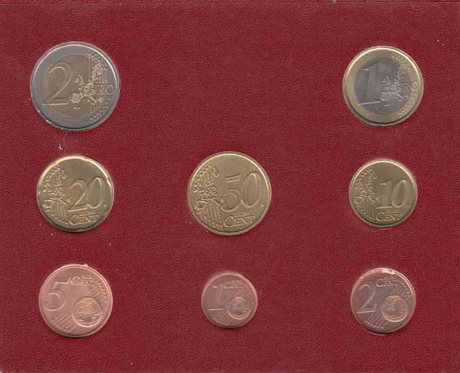 (2004, 8 монет) Набор монет Ватикан 2004 год &quot;Бордовый&quot;   Буклет
