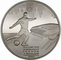 (082) Монета Украина 2011 год 5 гривен "ЧЕ по футболу Польша-Украина 2012 Львов"  Нейзильбер  PROOF