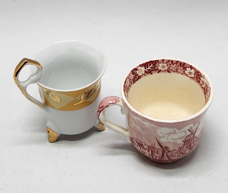 Кофейные чашки 2 шт На золотых ножках и Английская с розовым узором